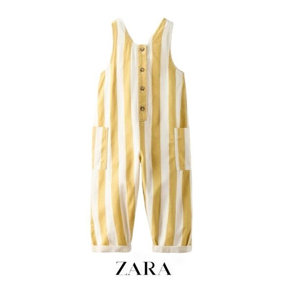 ZARA Kids | Mustard | LONG STRIPED JUMPSUIT - Picture 1 of 9